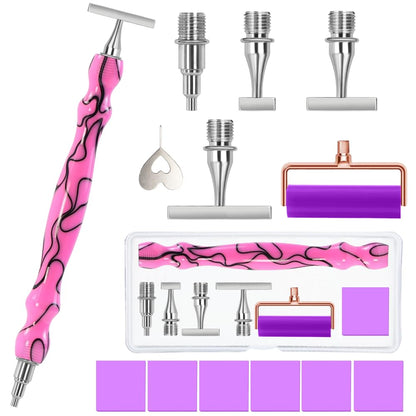 Praise V Do Thin Version Stainless Steel Diamond Painting Art Drilling Pen Kit with Screw Silver Metal Tips Nib Placer Roller Tool Accessories, Ergonomic Diamond Art Pen for 5D Diamond Paint Bead Dot