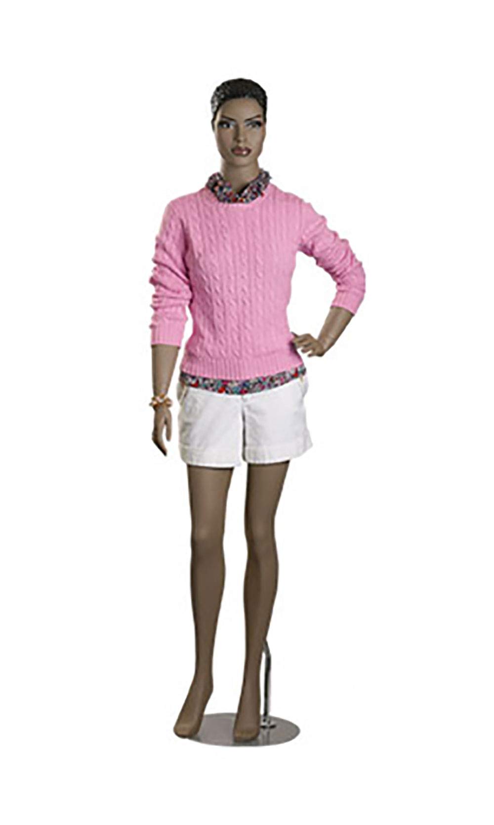 SSWBasics Female African-American Complexion Fiberglass Mannequin - Molded Black Hair -
