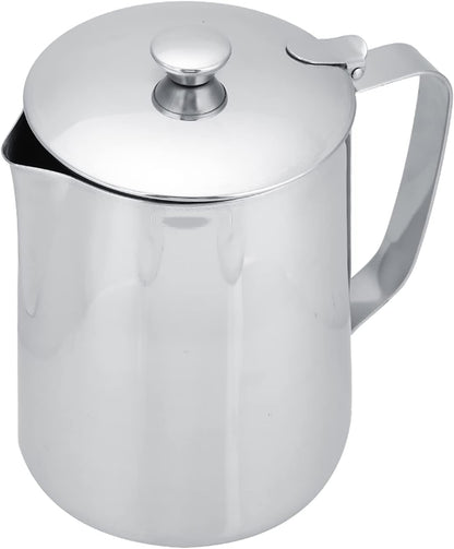 Stainless Steel Milk Frothing Pitcher with Lid for Latte Coffee Art, 1500ML, for Office Kitchen with Handle