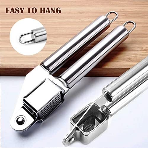 Garlic Press Stainless Steel by Hallucinity, Heavy Duty Kitchen Tool Garlic Mincer, Easy to Clean and Rust Proof