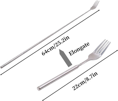 5Pcs Stainless Steel BBQ Telescopic Forks, 8.7-25.4 Inch Long Handle Cutlery for Barbecue, Toasting, Dinner