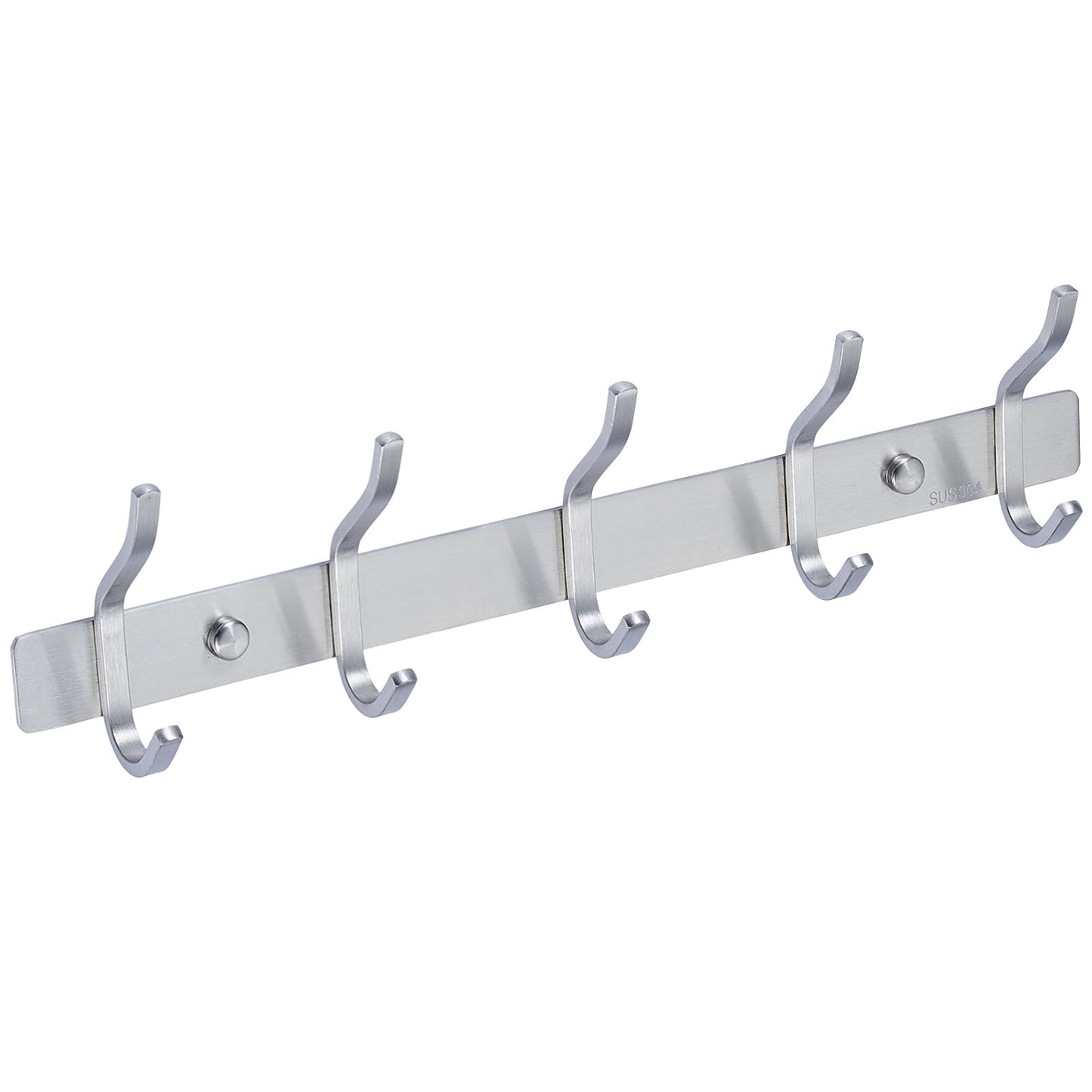 AZW Coat Rack Wall Mount,Heavy Duty Stainless Steel Metal Coat Hooks Hanging for Robes Bags Keys Hat Clothes and Bathroom Door Towels Hanger（Brushed Silver Nickel 5 Hooks