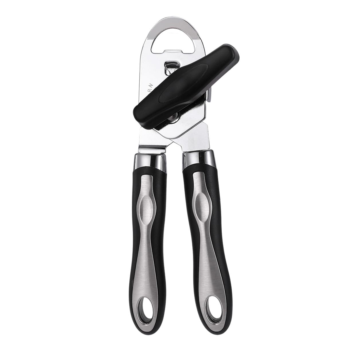 Manual Can Opener, Effortless Operation, Remove Lid with Magnet, 3 in 1 Bottle Opener & Milk Powder Opener, Soft Grip Handles, Easy to Turn, Heavy Duty Can Openers for Seniors - Black