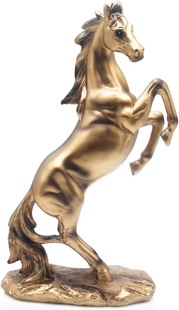 13.8''H H&W Standing Horse Resin Statue, Horse Art Figurine Decorative Home & Office Decor Ornaments for Desk Bookshelf