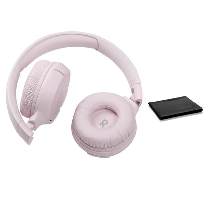 JBL Tune 510BT: Wireless Bluetooth On-Ear Headphones with Purebass Sound - with Cleaning Cloth (Rose, Standard), JBLT510BT-Black-Cloth