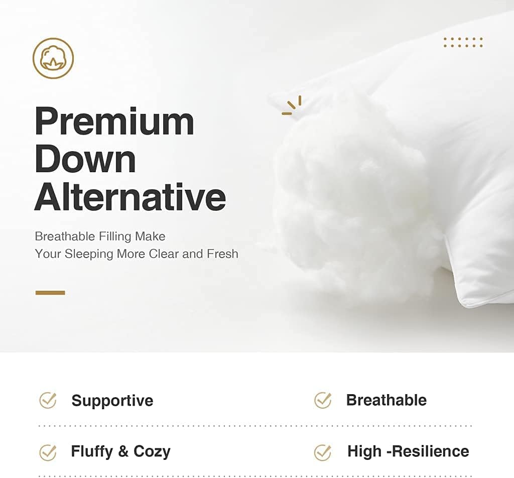 1 Count (Pack 1), Acanva Bed Sleeping Extra-Soft Sham Down Alternative Pillow Insert, of White