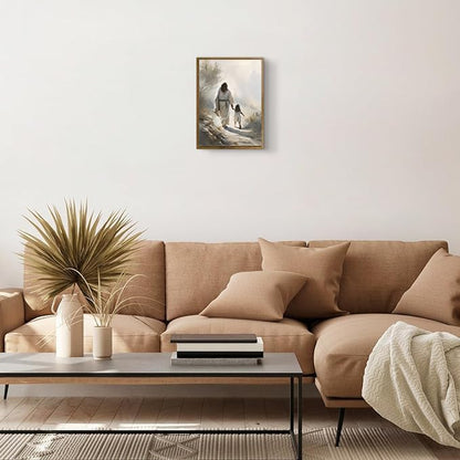 ARTZIO Canvas for Painting with Framed Jesus Religious Wall Art, Home Kids Girls Room Decor, 8x10in Ready to Hang