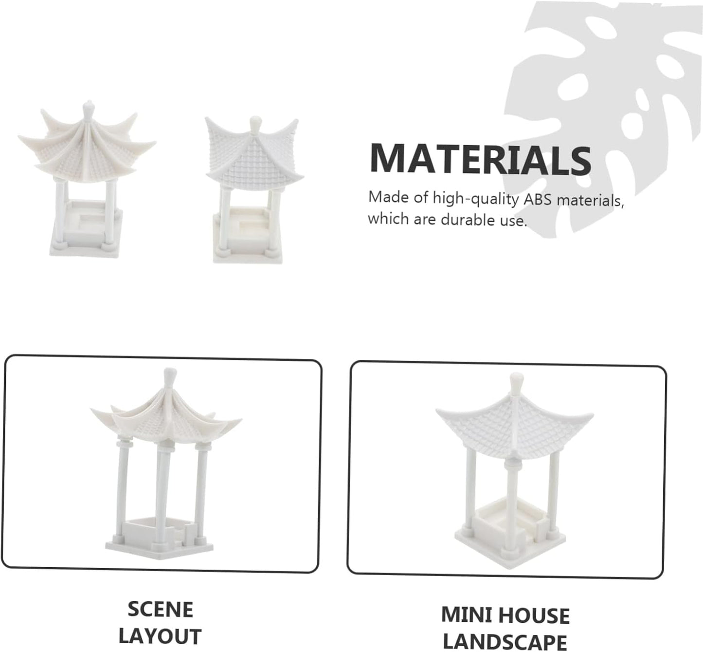 Yardwe 2pcs Building Material Model Ceramic Pagoda Statue, Miniature White Abs Figurines for Doll House, Asian Decor