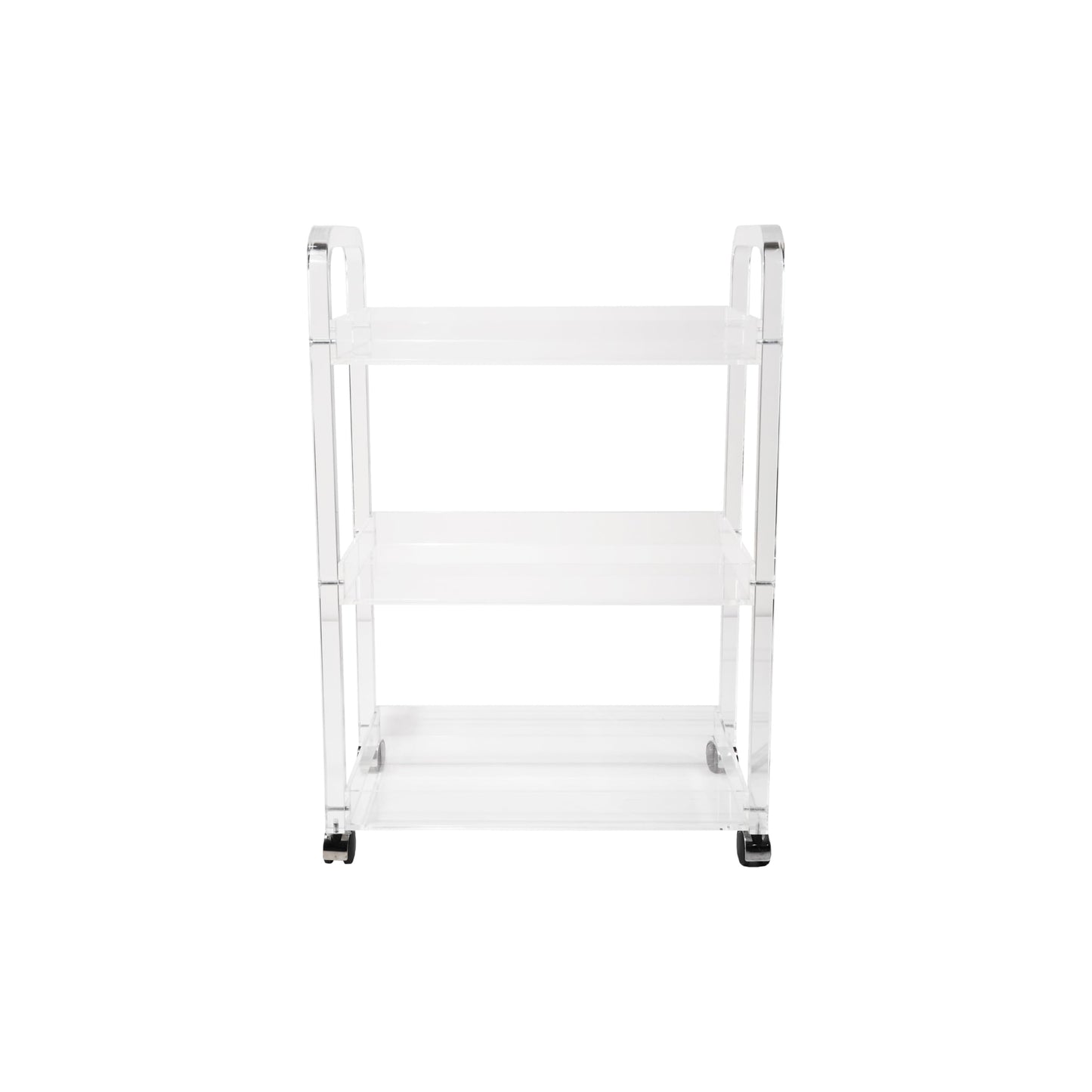 Bloomingville Clear Acrylic 3-Tier Bar Cart on Casters, White
