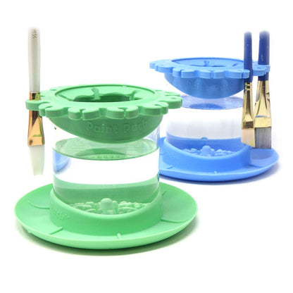 Paint Puck Ultimate Rinse Cup Paint Brush Cleaner (Green, Mug) – Non-Spill Paint Water Cup & Brush Cleaner with Brush Holder, Squeegee Lips & Drip Tray for Acrylic, Watercolor & Art Supplies
