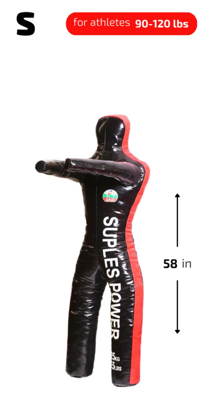 Suples Wrestling Dummy with Legs - Black Vinyl - (Small - 55 lbs) Freestyle, Judo, MMA, Jujitsu, Grappling, Wrestling, Boxing, Fighting, Throwing Dummy, UFC