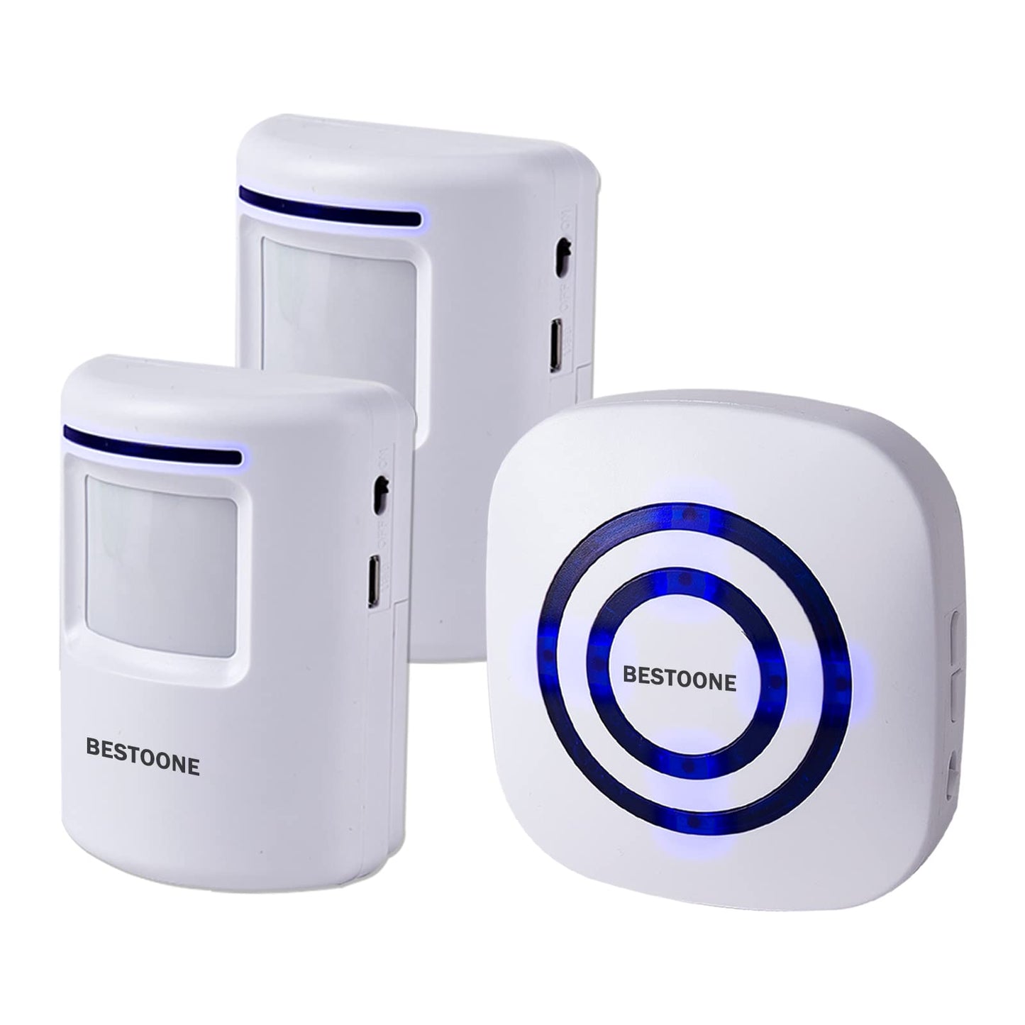 Motion Sensor Alarm, Long Range Wireless Driveway Alarm, Indoor Home Security System Electric Doorbells, 4 Motion Detector and 2 Alarm, 38 Chime Tunes, LED Indicator