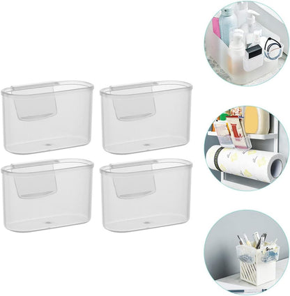 Cabilock Shelf Bracket Desktop Stand, 4pcs Mini Fridge Organizer, Clear Plastic for Fridge Side Door Holder