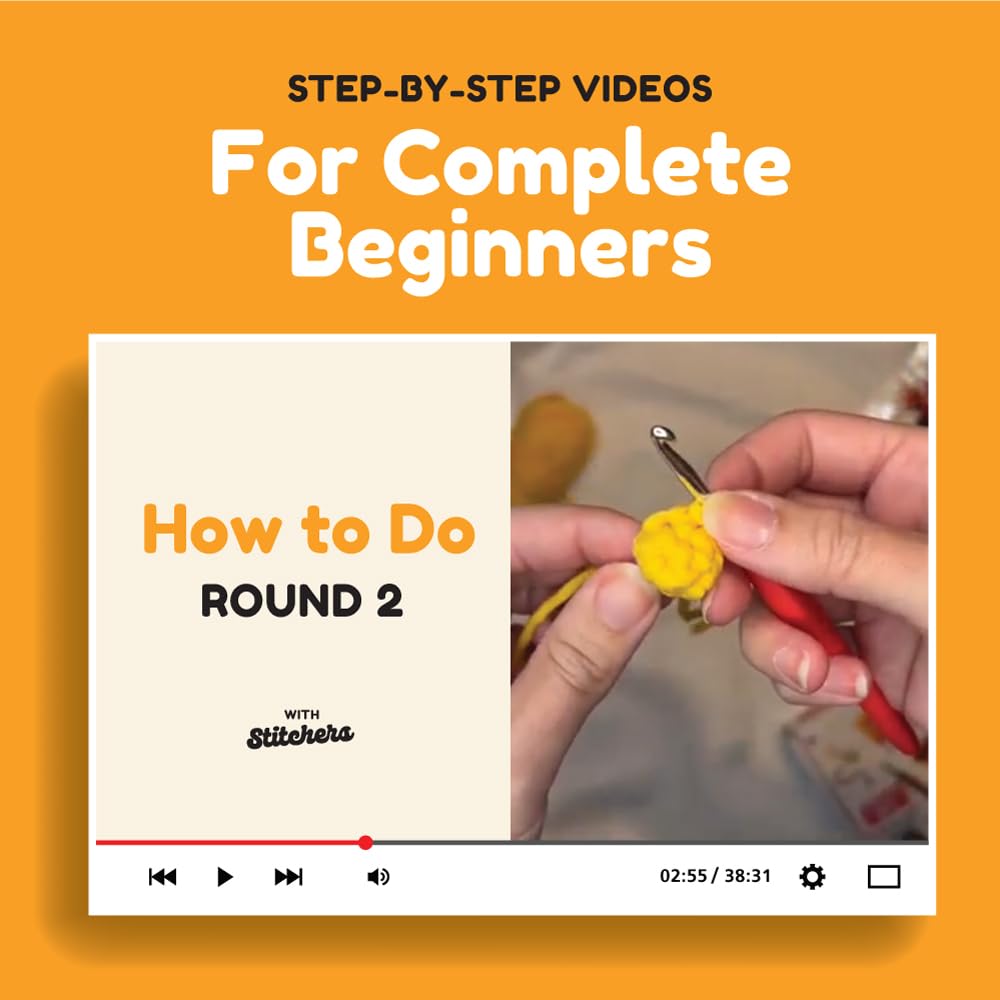 Stitchers Crochet Kit for Beginners Kids and Adults - Learn to Crochet Amigurumi Kit for Starters with Beginner Friendly Yarn and Step by Step Videos