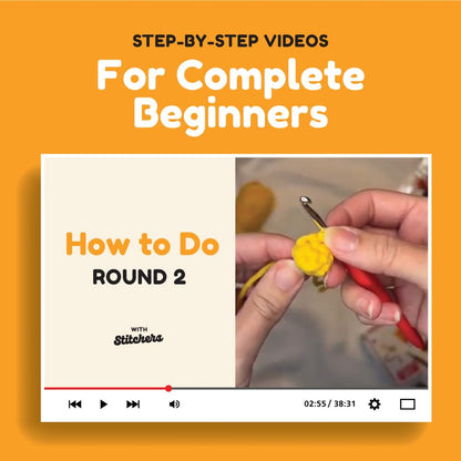 Stitchers Crochet Kit for Beginners Kids and Adults - Learn to Crochet Amigurumi Kit for Starters with Beginner Friendly Yarn and Step by Step Videos