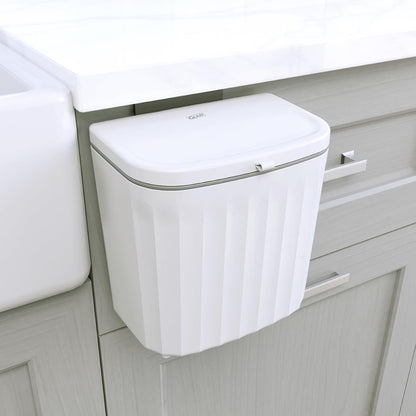 Glad Roomate Under Counter Waste Bin | Space Saving Small Trash Can for Kitchen Cabinet, Bathroom or Office | Dual Lid for Ease of Opening, 7 Liter, White