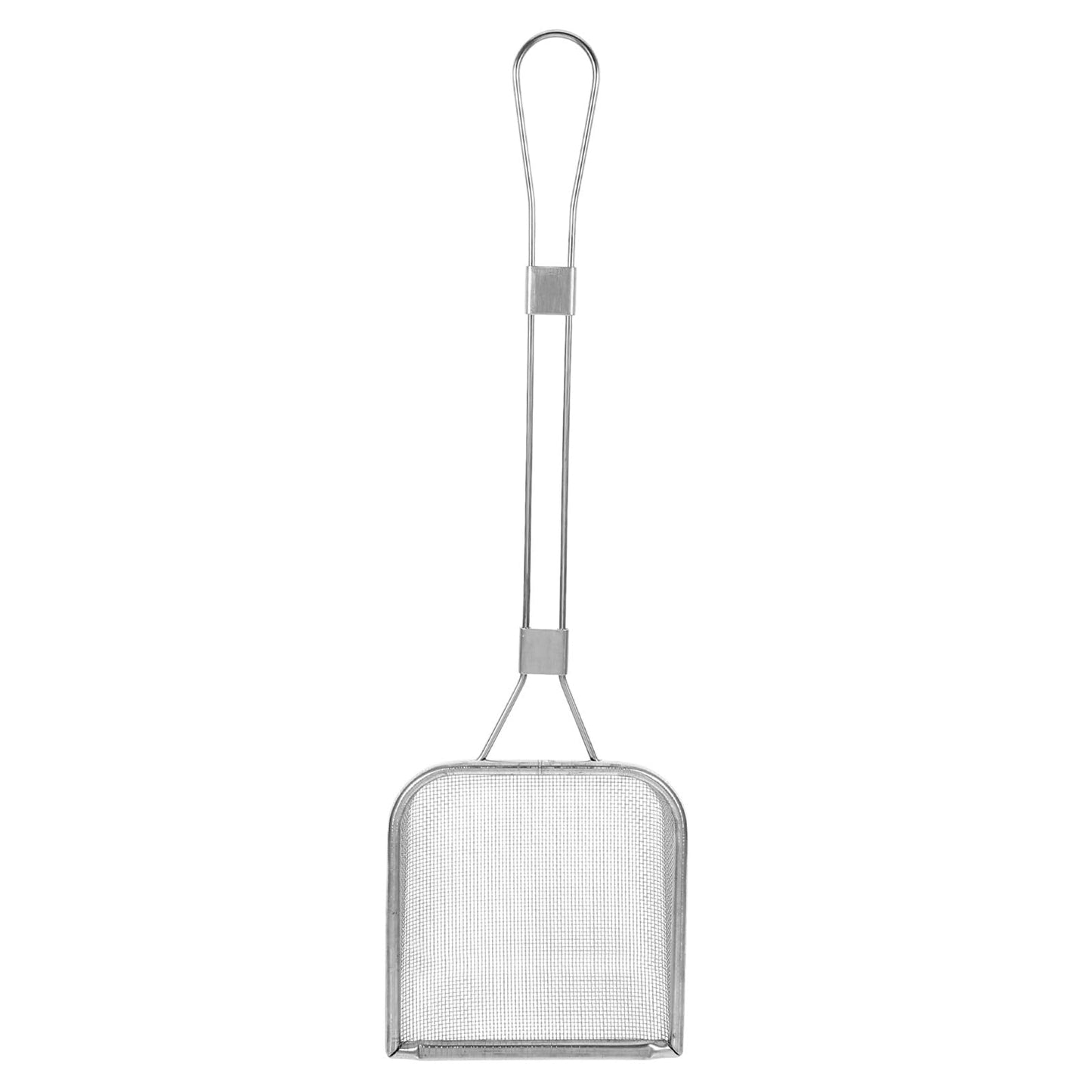 STOBAZA Fine Mesh Skimmer Spoon for Hot Pot and Frying Stainless Steel Fat Skimmer with Long Handle and Hanging Hole Food Strainer for French Fries Poached Eggs Vegetables and Meat 16.92 X 5.11 Inch