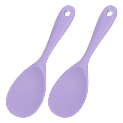 uxcell 2 Pack Rice Paddle, Silicone Rice Spoon Non Stick Rice Spatula Heat Resistant Rice Cooker Spoon, Purple