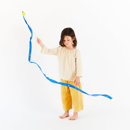 Sarah's Silks Starry Night Streamer - Pretend Play, Dance, Baton Stick Twirling, and Gymnastics Party Favors | 100% Silk and Wood Montessori and Waldorf Toys, 1 Piece