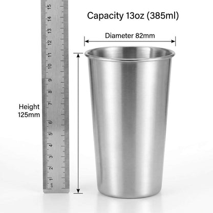 QWORK 13oz Stainless Steel Cups – 16 Pack Stackable Lightweight Metal Tumblers for Home, Camping & Parties
