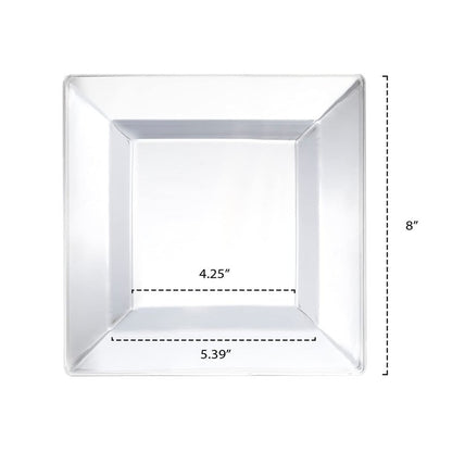 Party Essentials Party Supplies Disposable Classic Square Plastic Plates For Wedding/All Occasions, 8", 70-Count, Clear