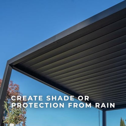 Backyard Discovery Sarasota 12' x 10' Galvanized Steel Louvered Pergola Kit with Adjustable Roof, Shade, Rain Protection, High-Wind Rating, Gutter System for Outdoor Patio, Garden, Deck, Entertaining