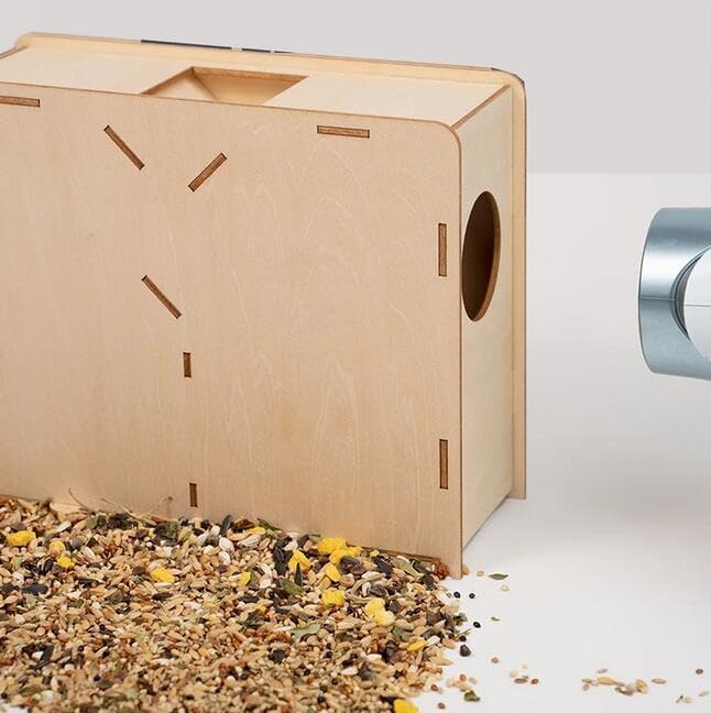 DIY Wooden Assembly Box Grain Cleaning Thrower, Wind Sheller Bird Food Blowing Screening Machine with Filter Screen