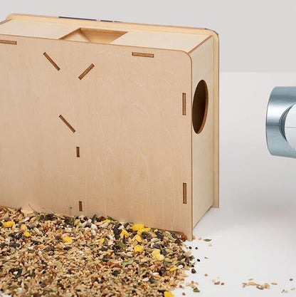 DIY Wooden Assembly Box Grain Cleaning Thrower, Wind Sheller Bird Food Blowing Screening Machine with Filter Screen