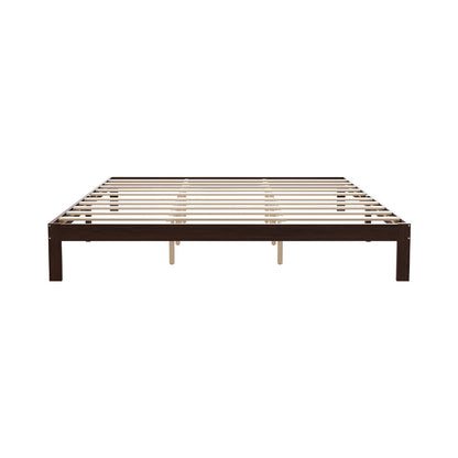 Novilla 12 Inch Wooden King Size Bed Frame, Classic Solid Wood Platform Bed Frame King Size, Sturdy Wood Slat Support, No Box Spring Needed, Easy Assembly, Walnut