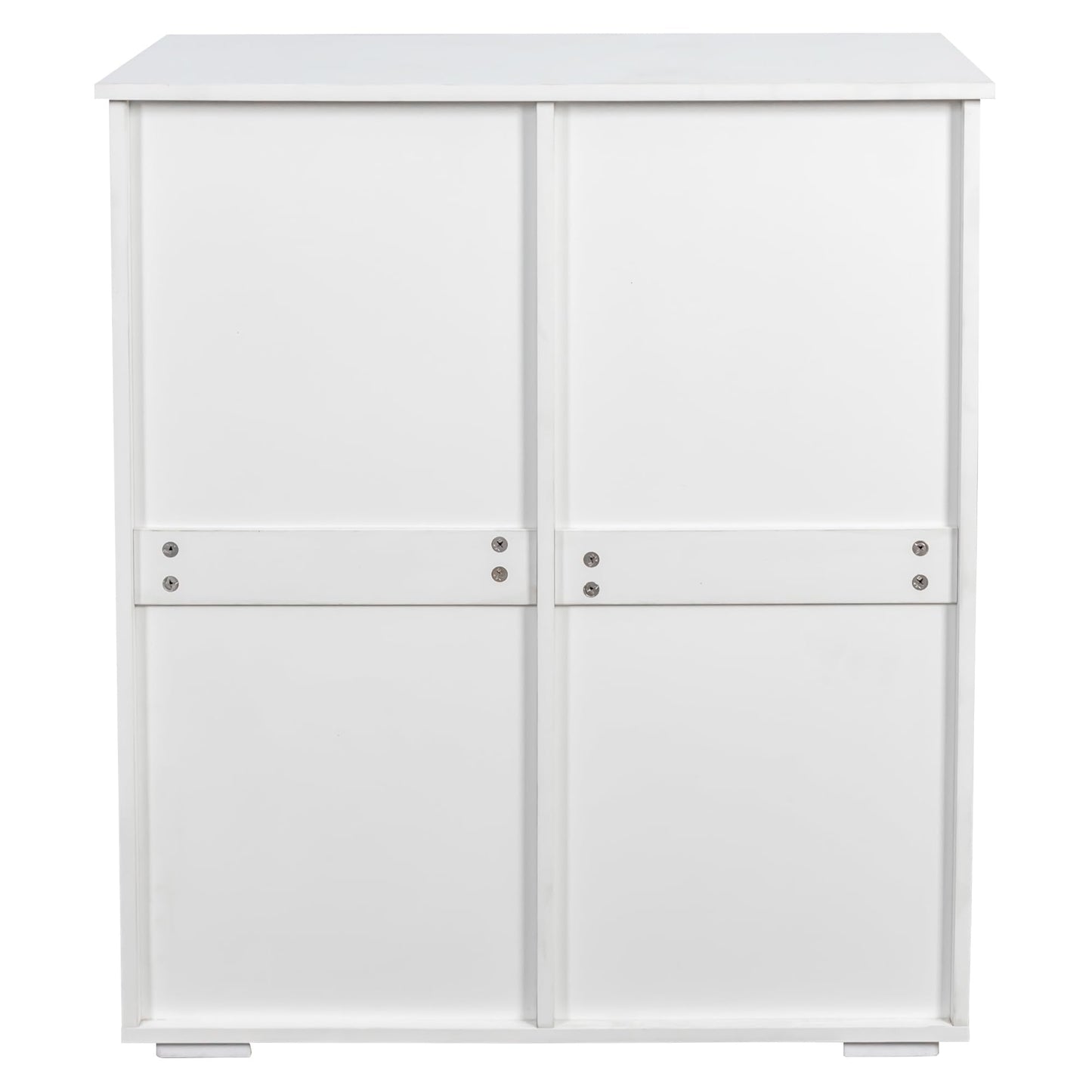 FEBORY White Laundry Cabinet with 2 Removable Hamper Baskets and 2 Drawers, Particle Board and MDF, 31.5 x 15.75 x 35.83 Inches