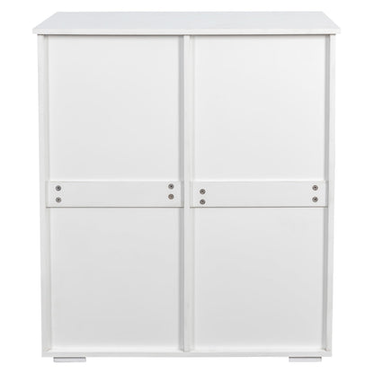 FEBORY White Laundry Cabinet with 2 Removable Hamper Baskets and 2 Drawers, Particle Board and MDF, 31.5 x 15.75 x 35.83 Inches