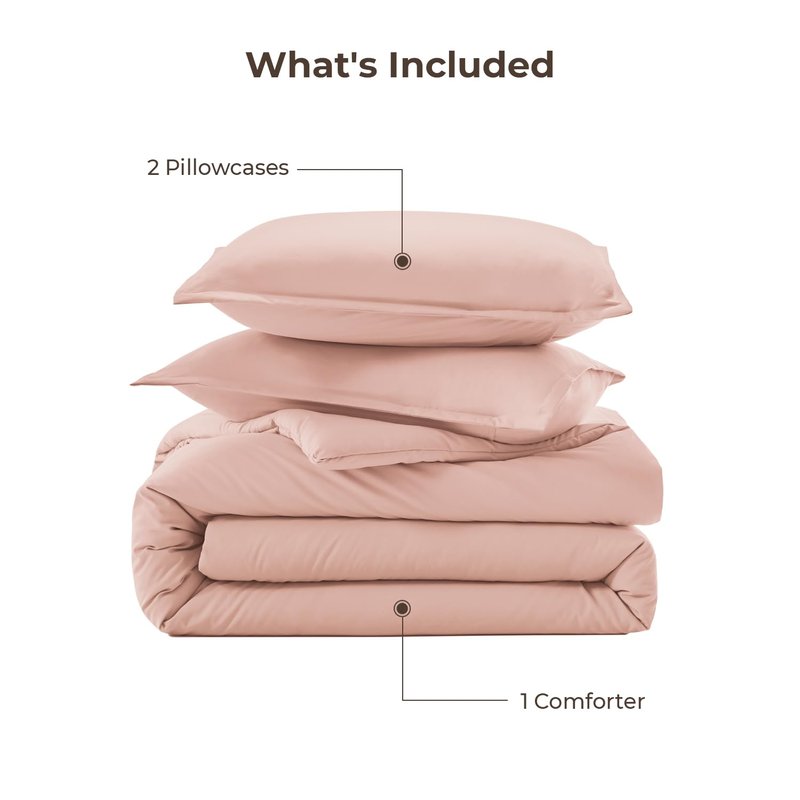 Litanika Pink Twin Comforter Set for Girls, 2 Pieces Kids Blush Plain Bedding Comforter Set, All Season Bed Set (66x90In Comforter & 1 Pillowcase)