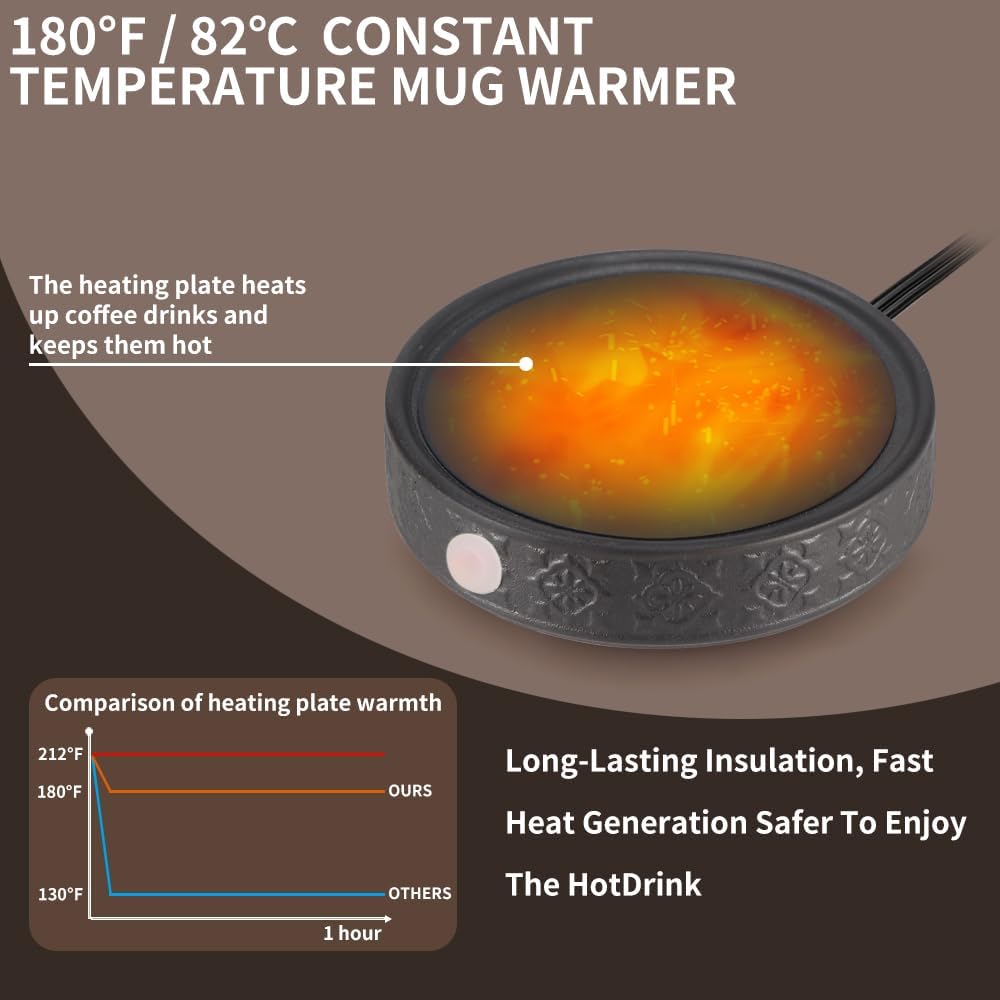 Mug Warmer for Desk, Auto Shut Off Coffee Cup Warmer, Candle Warmer Plate with Timer (2h/4h/8h), Black.