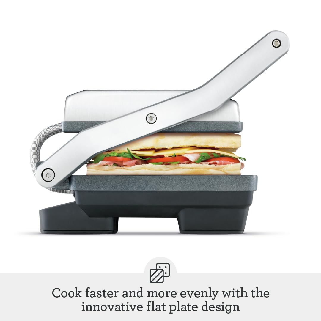 Breville BSG520XL Panini Duo Nonstick Sandwich Maker Press, 2 Slice, Brushed Stainless Steel