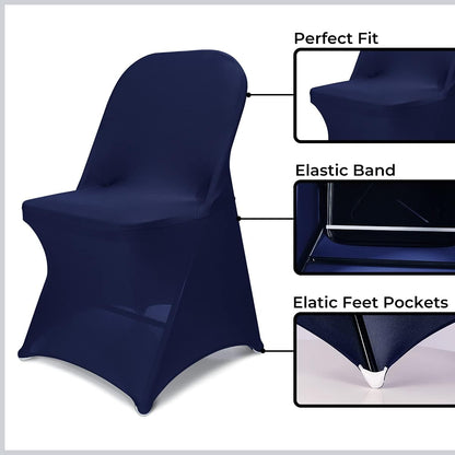 Babenest Spandex Folding Chair Covers - Upgraded Universal Stretch Washable Protector | Navy Blue (30)