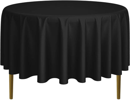 Lann's Linens 90" Round Premium Tablecloth - Black Polyester Fabric for Wedding/Banquet