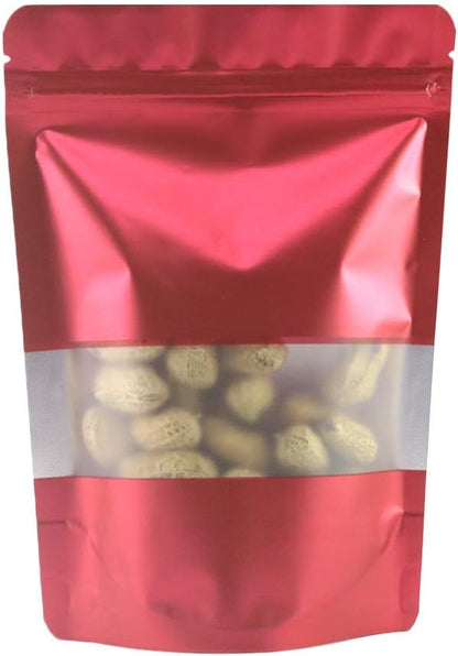 QQ Studio 100 Matte Metallic Color Stand-Up Resealable QuickQlick Bags with Frosted Window (7.1" x 10.2")
