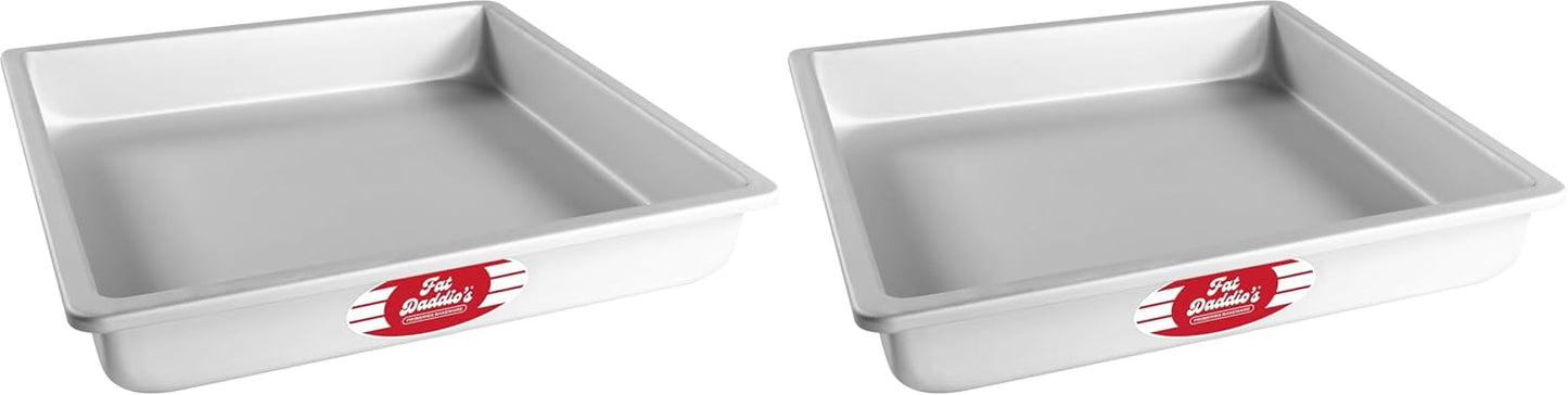 Fat Daddio's Anodized Aluminum Square Cake Pan, 12 x 2 Inch, Pack of 2