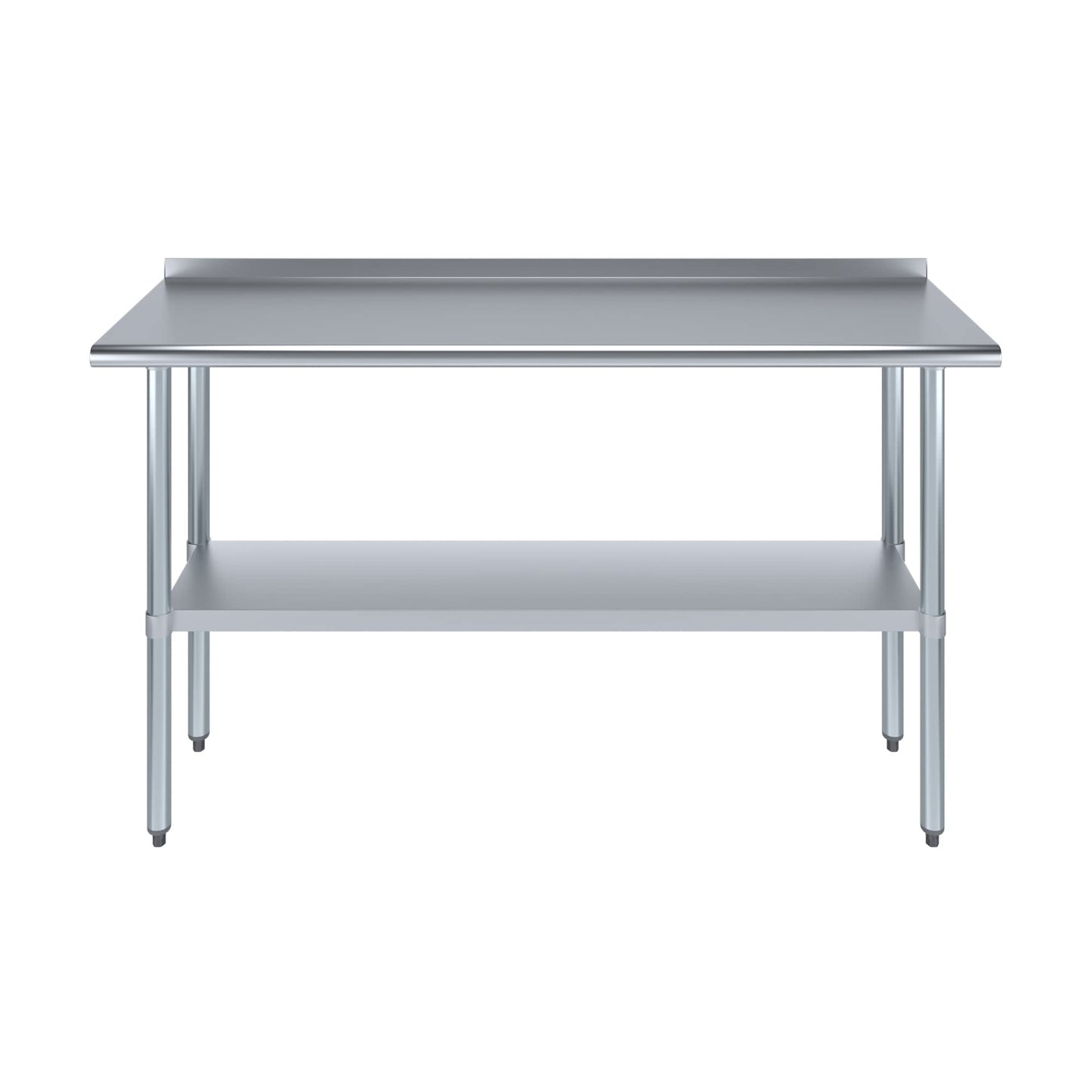AmGood 18 in. x 60 in. Stainless Steel Work Table with 1.5 in. Backsplash | Metal Kitchen Food Prep Table