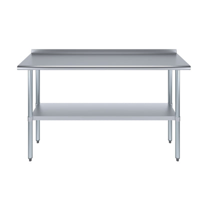 AmGood Stainless Steel Work Table with 1.5" Backsplash | Metal Kitchen Food Prep Table | NSF (60" Long x 18" Deep)