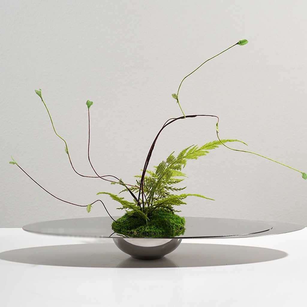 Bonsai Tree Pot for Fake Tree Light Luxury Hotel Living Room Table Floral Arrangement Stainless Steel Decoration Simulated Floral Arrangement for Office Living Room Greenery Decor