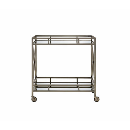 Kristensen Mirrored & Antique Gold Finish Serving Cart - Antique Gold - Serving Cart with Mirrored Top & Shelf - Elegant Finish
