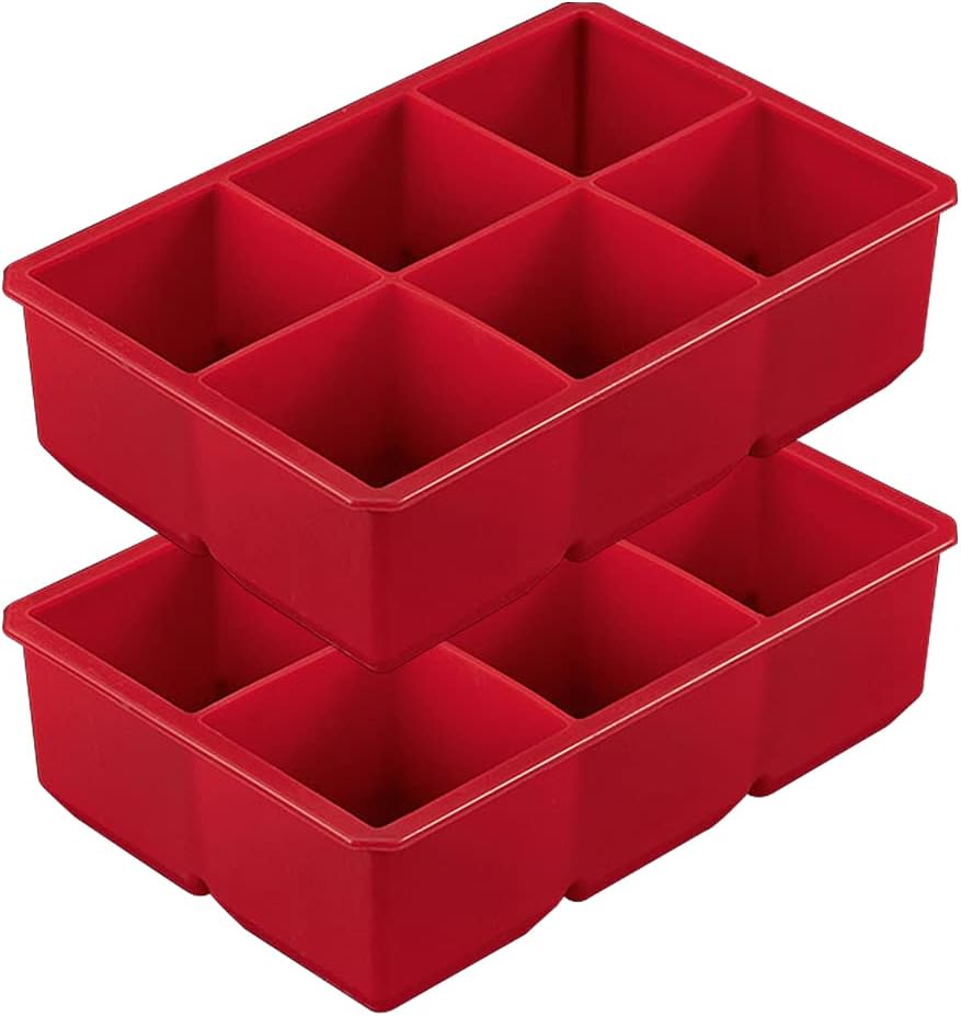Houdini Large Cube Silicone Tray Ice Mold, 2 Pack, RED, 5257595