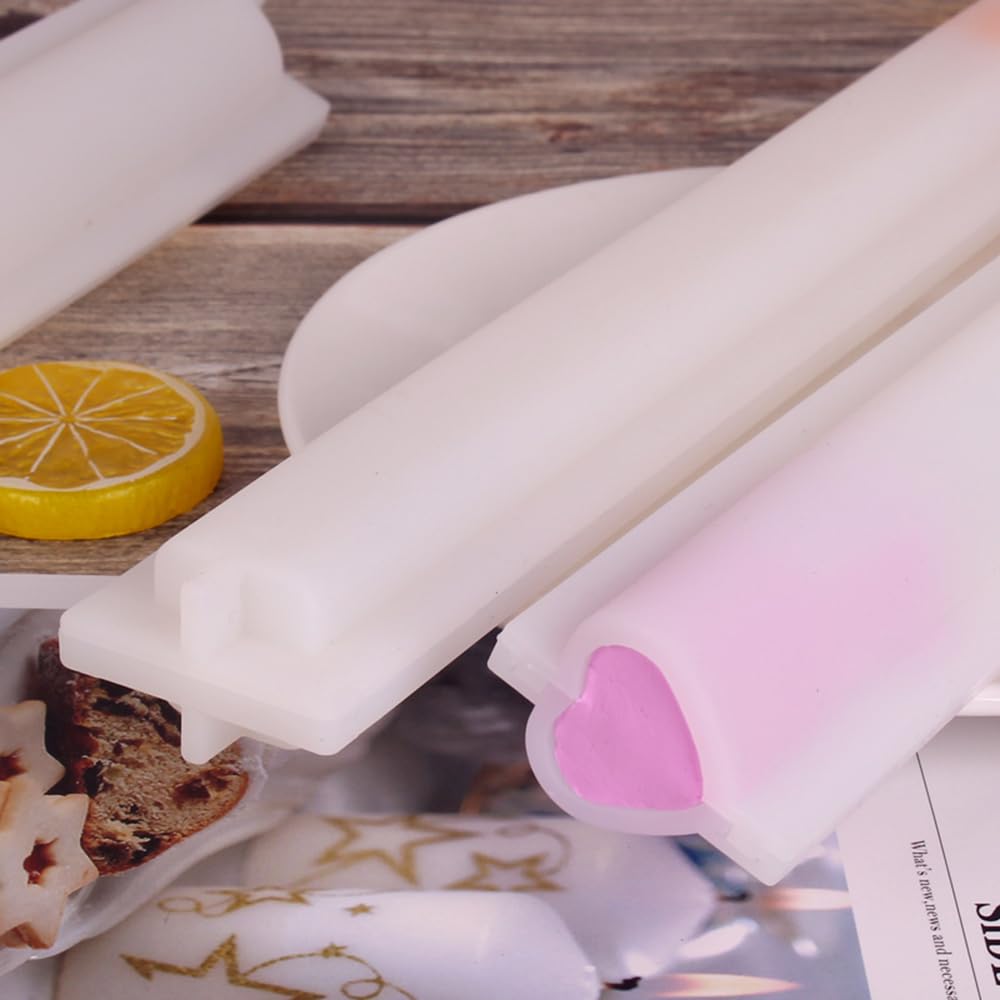 EchoDone Heart Tube Column Silicone Soap Mold Embed Soap Making Supplies Tool Heart Shape Candle Mold Set Soap Mould