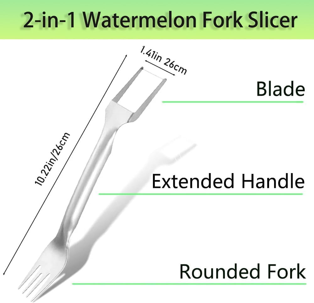 3 Packs 2-in-1 Watermelon Fork Slicer Fruit Cutter, Stainless Steel Watermelon Cutter Artifact, Watermelon Cut ter Slicer Tool Fruit Forks Sli cer Knife Kitchen Gadgets