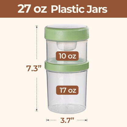 2 Pack 27 oz, ComSaf Overnight Oats Containers with Lids Plastic Yogurt Parfait Cups with Folding Spoons to Go, Salad