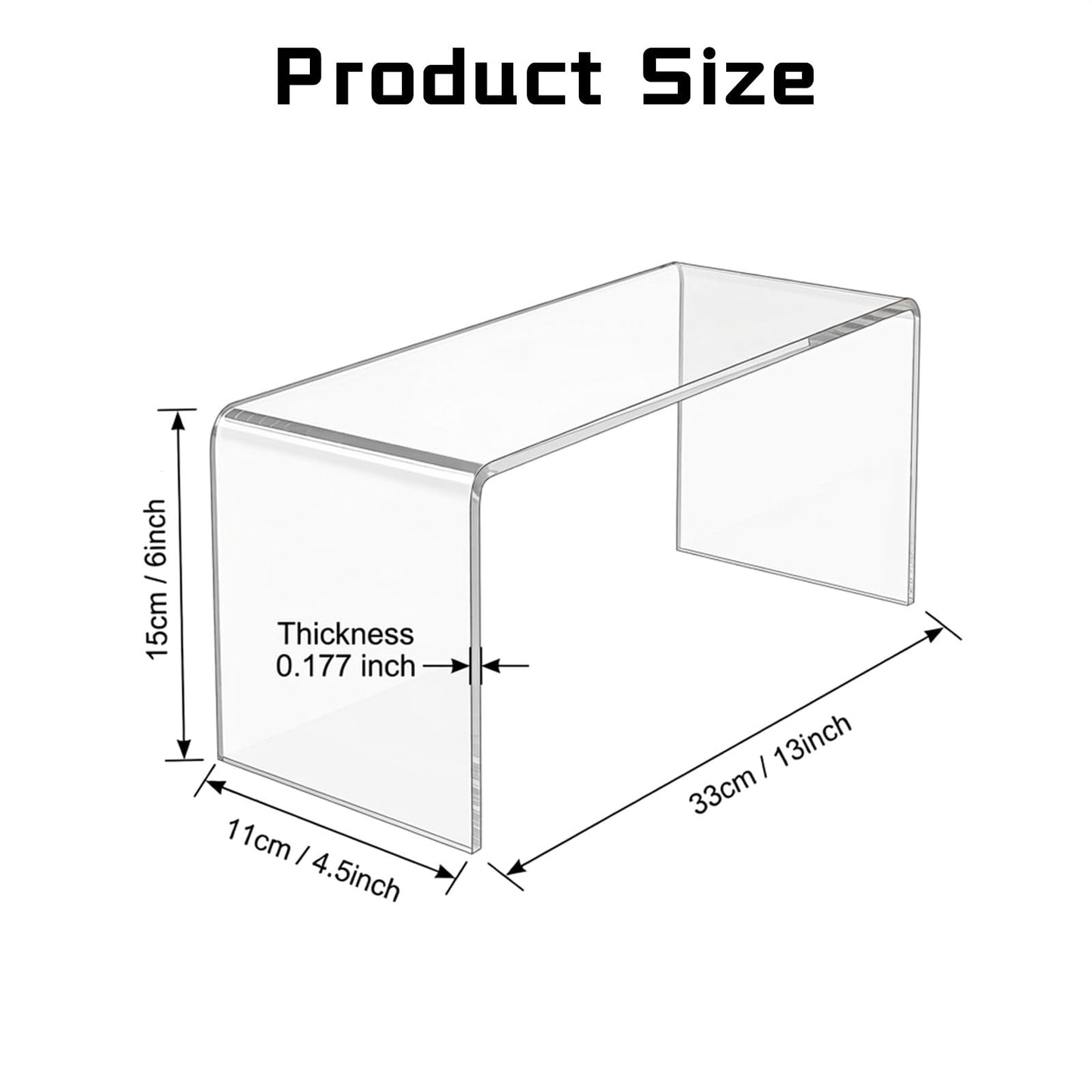 ENIPEDITA 6 Pcs Large Clear Acrylic Riser, Jewelry Stand Retail Desktop Display Stand, 13 x 4.5 x 6 Inches Acrylic Shelf Riser for Cupcake, Organize, Collectibles, Display, Decor