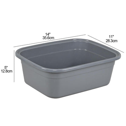 Ortodayes 4 Pack 12 Quart Rectangular Dish Pan, Kitchen Washing Up Bowls, Grey