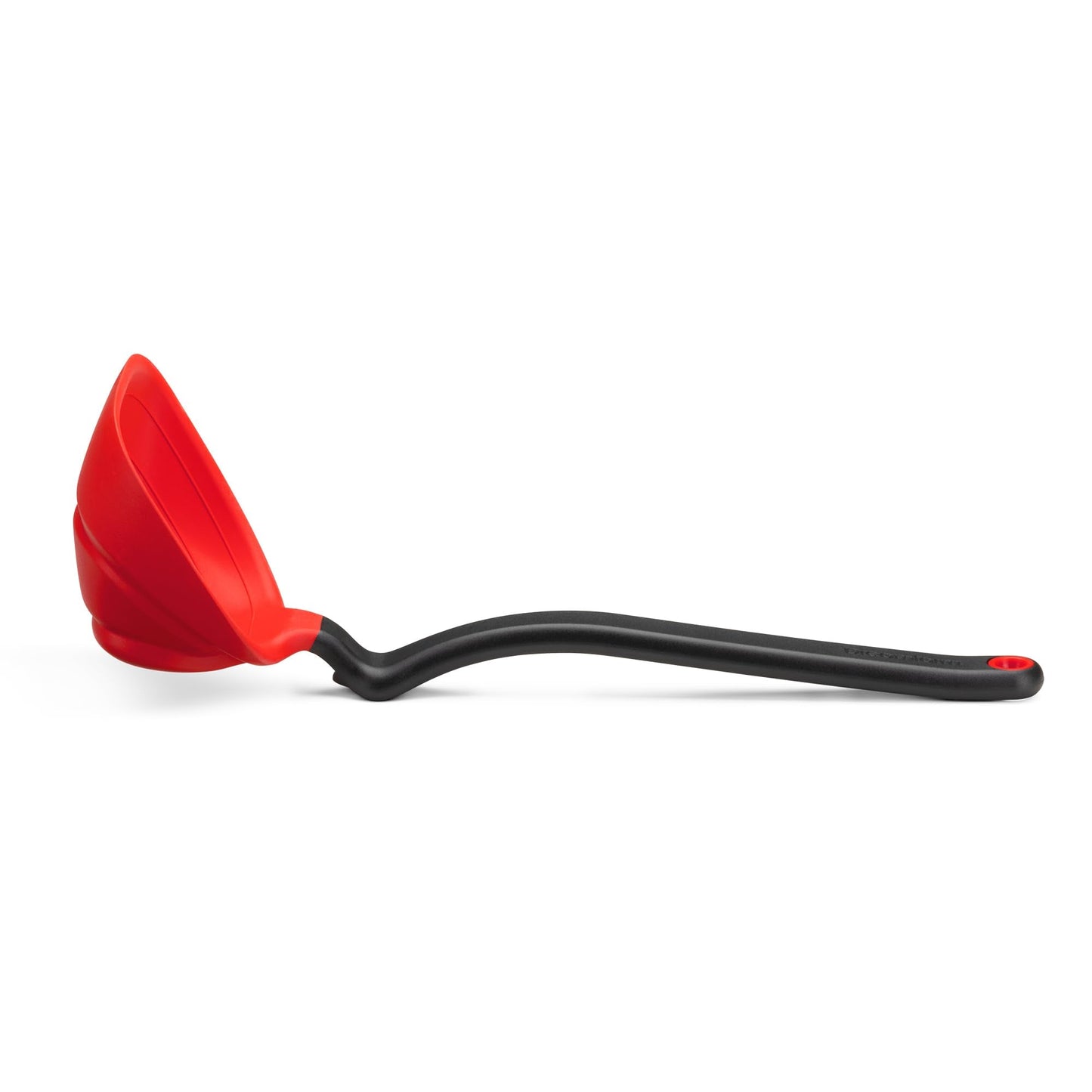 Dreamfarm Fladle Fold-Flat, Space-Saving Serving & Cooking Ladle Measures up to 1/2 Cup with Silicone Scraping Squeegee-Tip - 12" Red