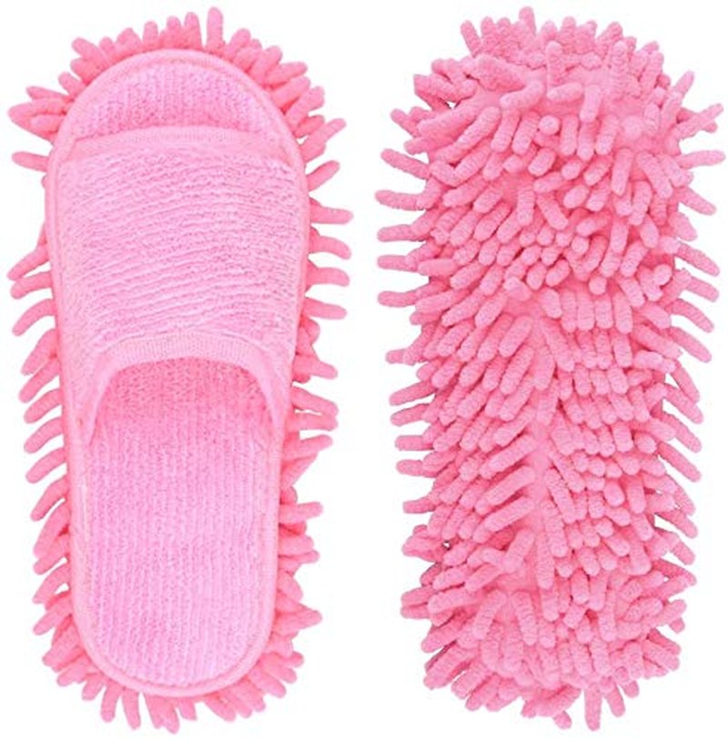 Microfiber Slippers Floor Cleaning Mop Men and Women House Dusting Slippers Floor Cleaning Tool (pink)
